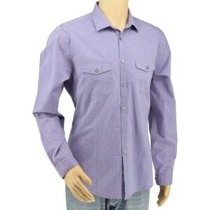 John Varvatos Star USA Slim Fit Lavendar Military Utility Slub Shirt Sz L - W362